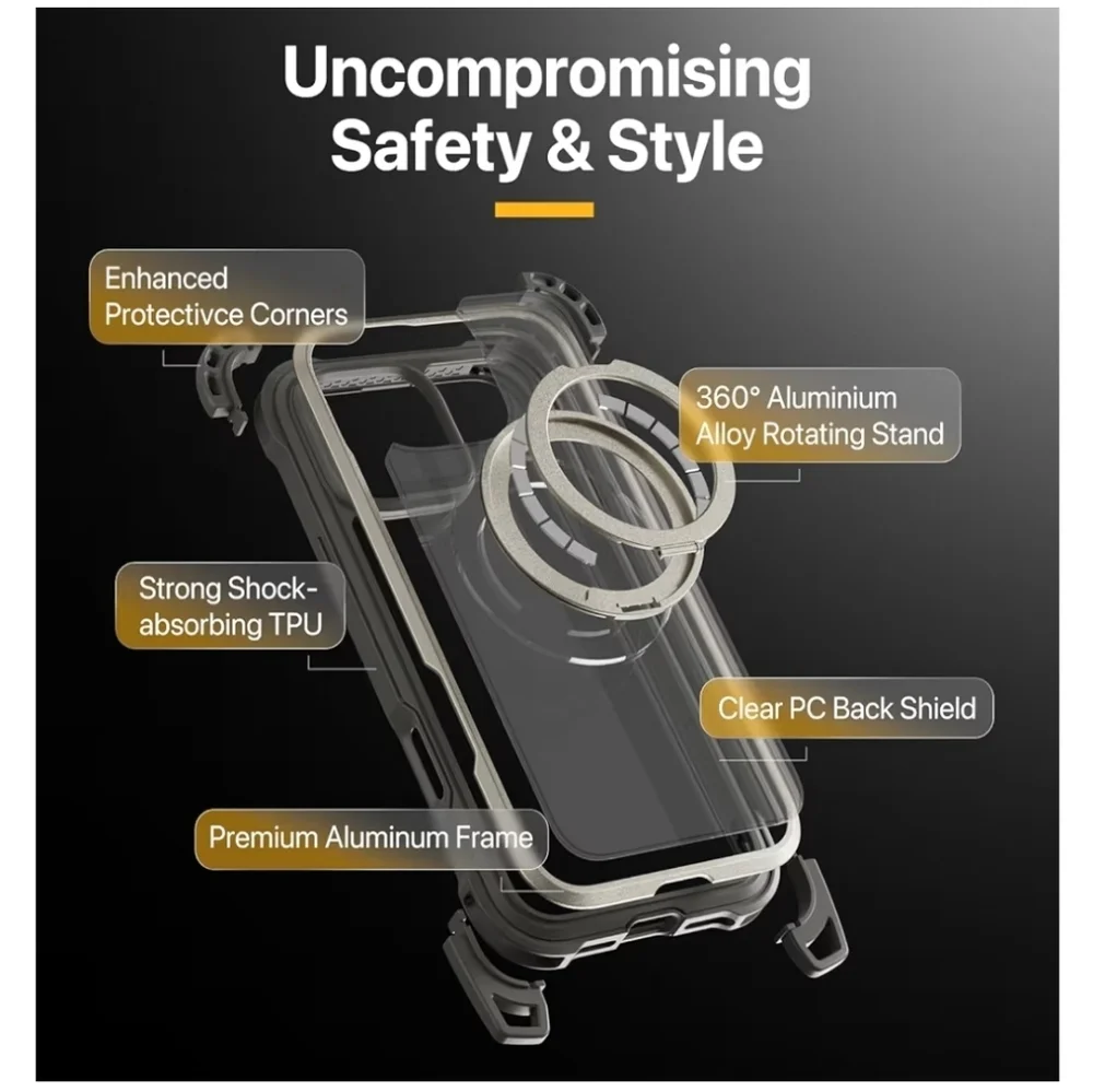 IPhone 16 Pro Case with 360° Stand